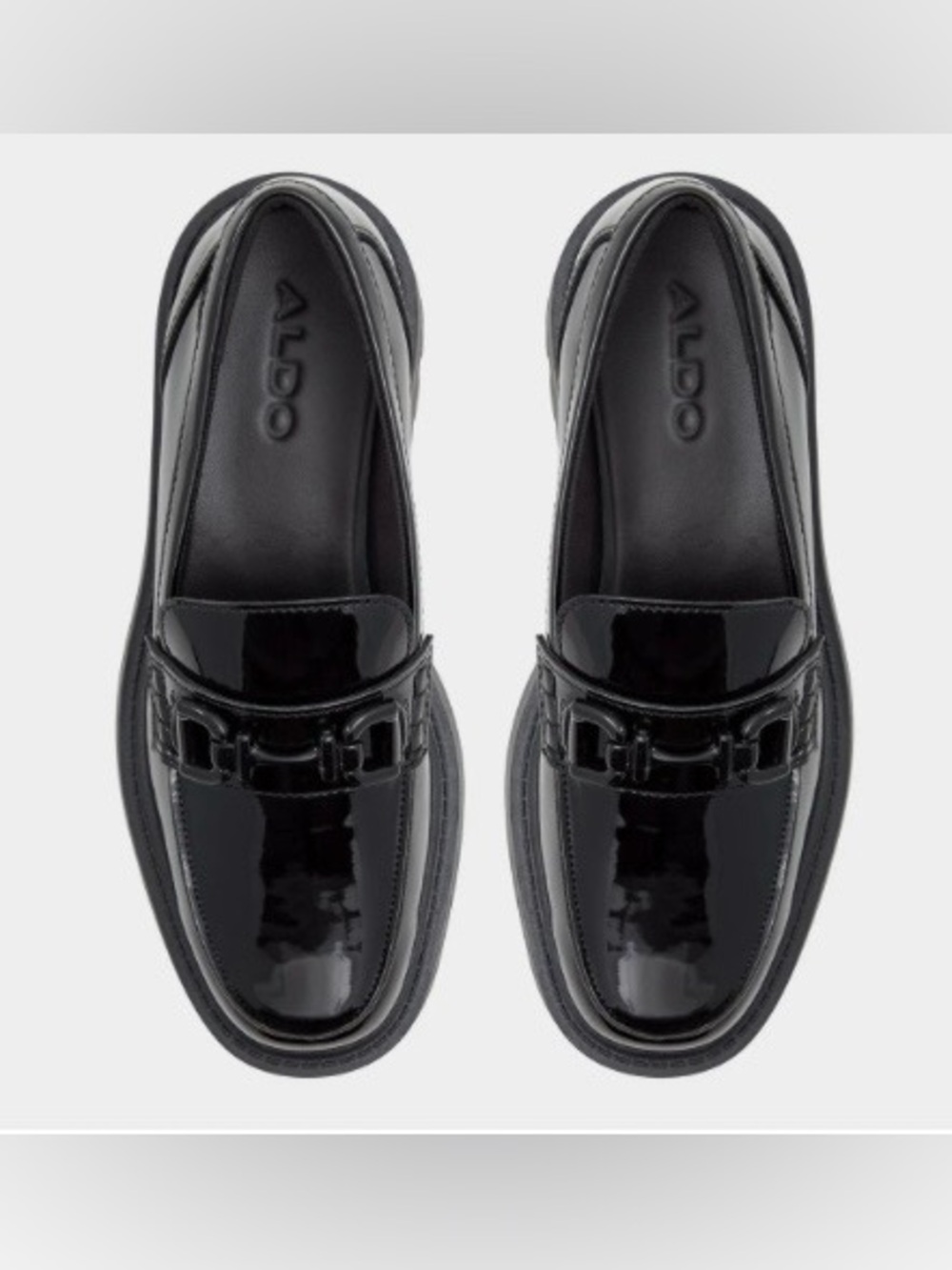 Aldo Black Patent Platform Loafers Size 9 - Picture 5 of 16